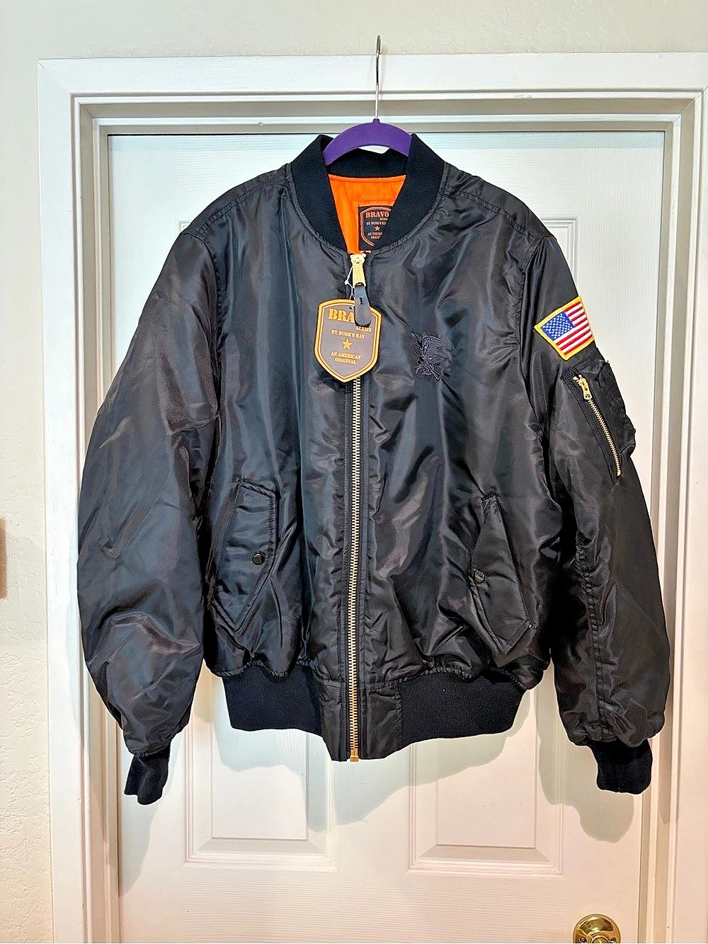 Bravo Series by Burk’s Bay Collection MA-1 Flight Jacket Black MA-1 Bomber Jacke
